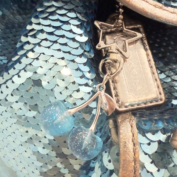 🩵✨ Coach Poppy Spotlight Turquoise Sequin Sparkly Limited Edition Backpack - Picture 3 of 17